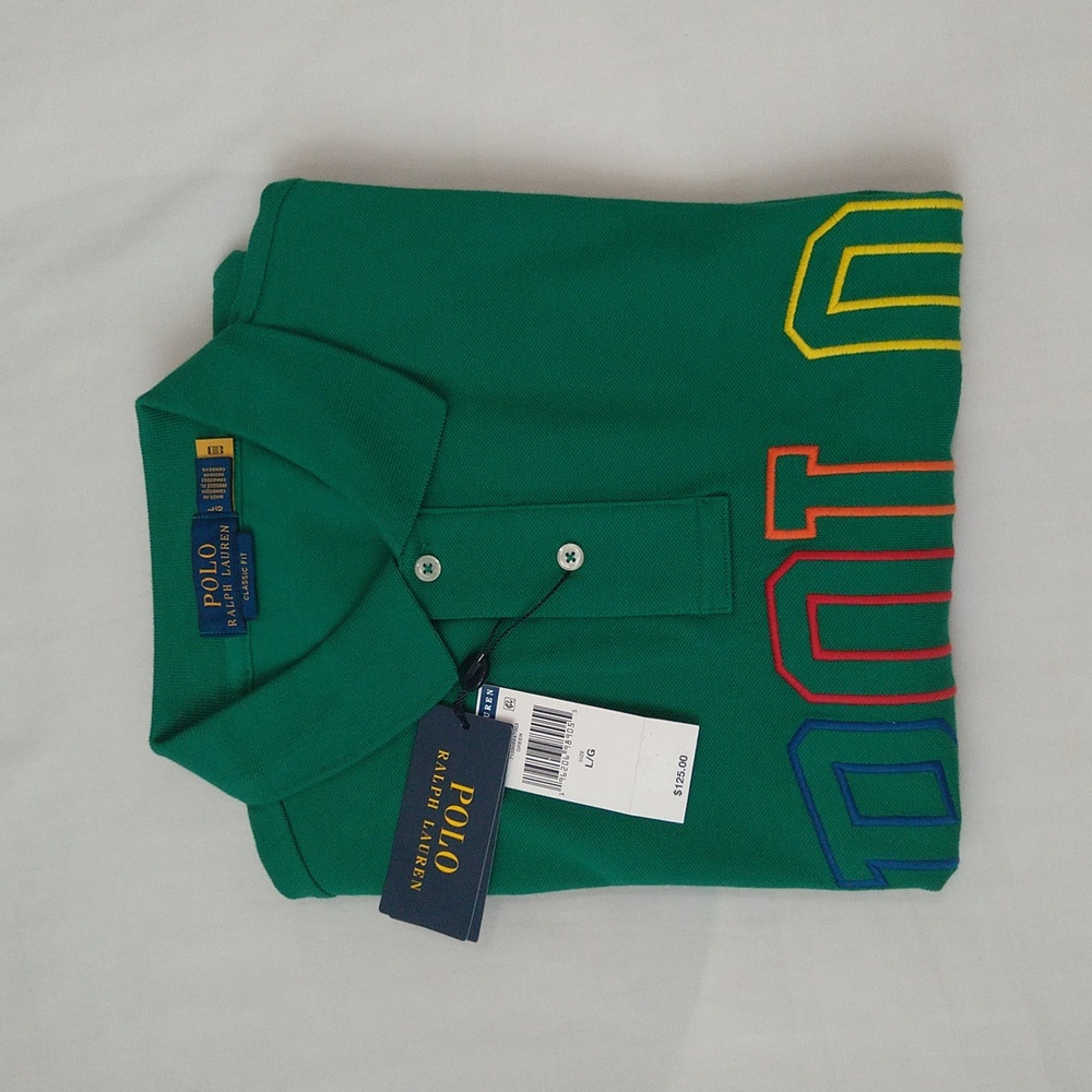 Polo Ralph Lauren men's classic fit collared mesh Green polo Shirt